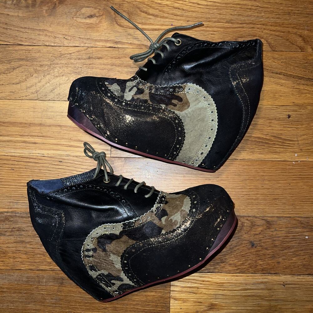Irregular Choice What An Angel Camouflage Wedge Women Size 9.5 NEW.VERY RARE!